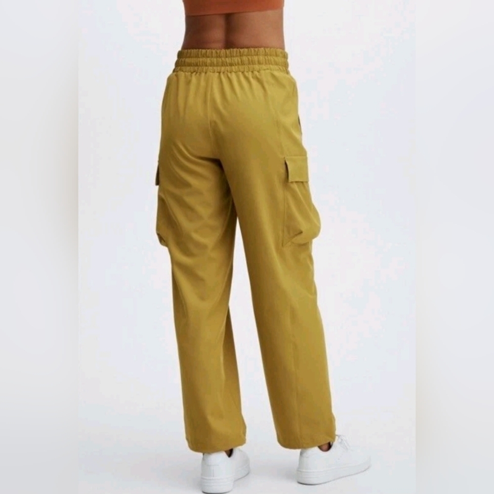 Fabletics Eleanor Cargo Track Pants Warm Olive High-rise Wide Leg Size 3X - Picture 3 of 15